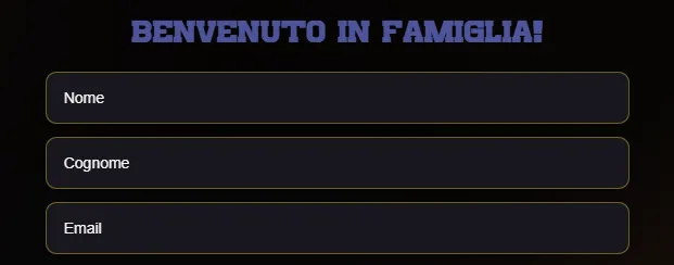 Primo passaggio della registrazione Donbet con nome, cognome ed email
